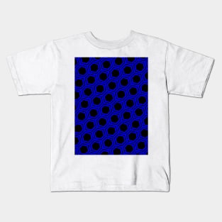 Pattern hexagon blue on black background Kids T-Shirt